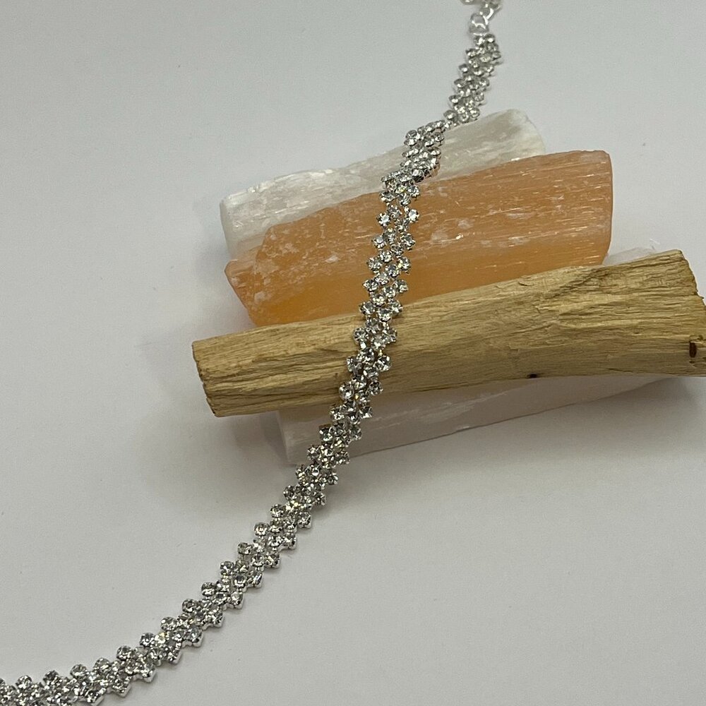 Adjustable Silver Crystal Rhinestone Necklace Cho… - image 2